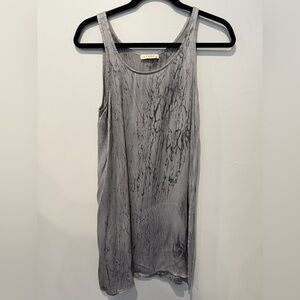 Stark X Marble Print Draped Tank Top XS Gray Asymmetrical Hem Made in USA